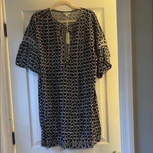 Max Studio floral puff sleeve shift dress- size L NWT